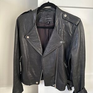 Lucky Brand Charcoal Leather Moto Jacket